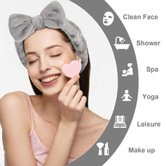 MOMISY Women Fashion Lovely Soft Coral Fleece Bowknot Bow Makeup Cosmetic Shower Elastic Hair Band Hairlace Headband (Random Color)-3 Piece