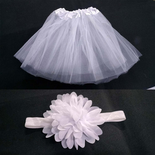 MOMISY Baby Photoshoot clothes, Skirt & Headband for Kids Parties Anniversaries costume (White1)