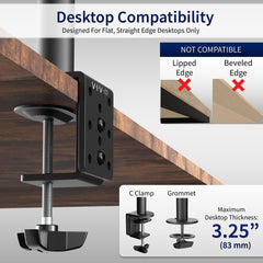 VIVO Dual LCD Monitor Desk Mount Stand Heavy Duty Fully Adjustable fits 2 /Two Screens up to 27" (STAND-V002)