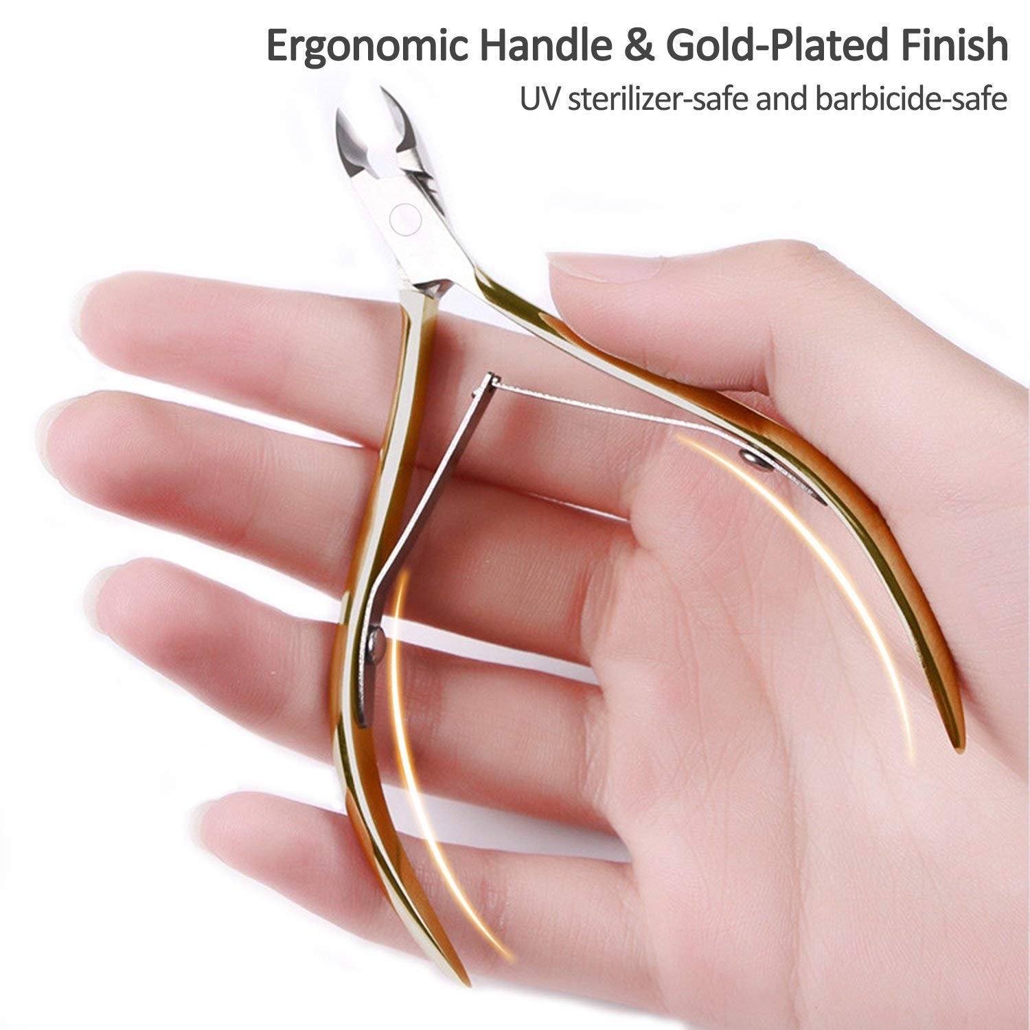 Syga Stainless Steel Nail Cuticle Nipper Pliers Manicure Pedicure Trimmer Tool (Gold)