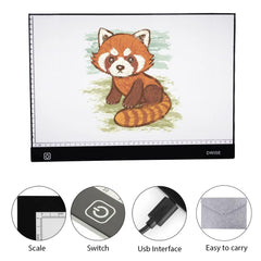 SYGA Dwise A3 Size LED Lighted Drawing Tracing Board with 3 Adjustable Brightness Touch Button with Scale Measurement, White & Black