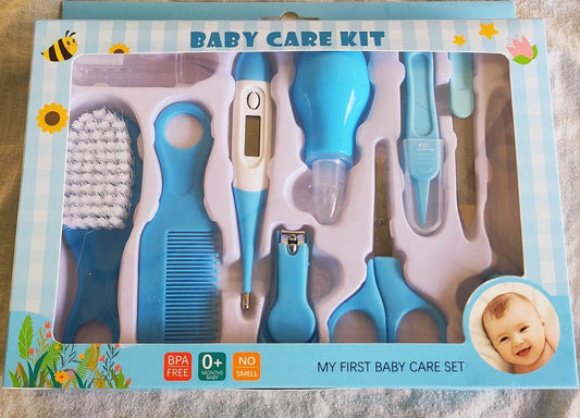 Syga Baby Tickle Baby and Grooming Kit for New Born, Infants, Baby/Newborn Grooming/Accessories 8PCS Baby Care Kit (10 Pcs Blue)