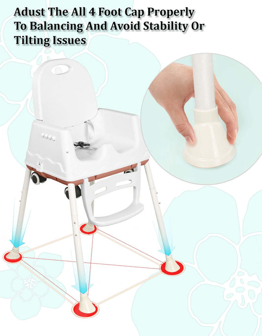 SYGA High Chair for Baby Kids,Safety Toddler Feeding Booster Seat Dining Table Chair (with Wheel and Cushion, Brown)