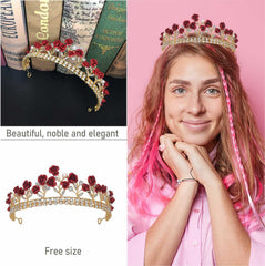 SYGA Crown Queen Rose Flower Tiaras Princess Hair Jewelry Headbands for Party Engagement Wedding (Crown-A0075)