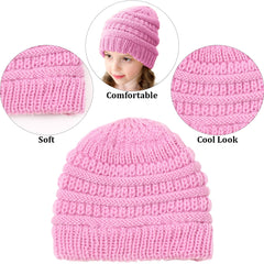 SYGA Winter Woolen Hat Knitted Warm Wool Hat for Girls and Boys (Beige) 6MONTH-5 Years