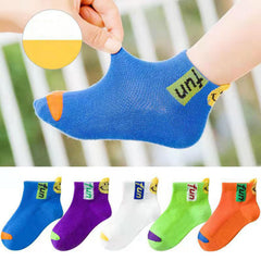 MOMISY 5 Pairs Girl Boys Tube Socks Toddlers Infant Solid Color Boat Spring and Autumn Socks Stretch Baby kids Sock (Fun, 1 Year to 3 Year)