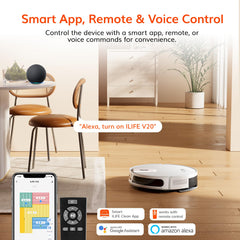 ILIFE V20 Robot Vacuum Cleaner with SoF Laser Navigation, 5000Pa Suction, 2-in-1 Vacuum & Mop, Customized Cleaning, Ideal for Pet Hair and All Floor Types, App, Alexa, Google Home & Remote Control