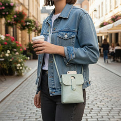MOMISY Women Crossbody Mini Sling Bag PU Leather Small Shoulder Purse(Light Green)