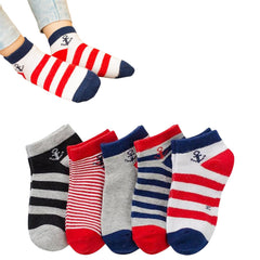 MOMISY 5 Pairs Girl Boys Tube Socks Toddlers Infant Solid Color Boat Spring and Autumn Socks Stretch Baby kids Sock (IN, Age, 6 Years, 8 Years, Spear)