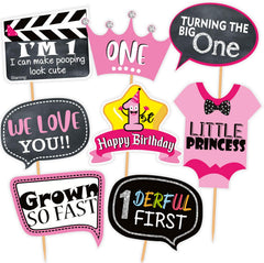 SYGA First Birthday Photo Booth Props with Banner-27Pcs (Blue Color) for 1st Bday Theme Supplies Baby Kids Combo Decorations Items/Cake Smash/High Chair, Babies Room Decor