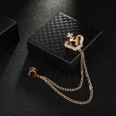 SYGA Men's & Women Suit Shirt Stud Lapel Pin Chain Tassel Brooch Pin with Crystal Chain(Golden)