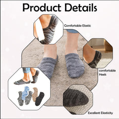 MOMISY Unisex Cotton Invisible No show Cotton Loafer Adult Socks for men & Women (Multi-colour Pack of 5)-Free Size (Wave)