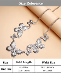 SYGA Women's Metal Waist Chain With Butterfly Pendant (Silver)