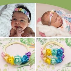 SYGA Baby Girls Headbands Soft Nylon ColourFul Flower Photo Props Strechable Hairbands Headband Newborn Infant Toddlers Kids - Rainbow