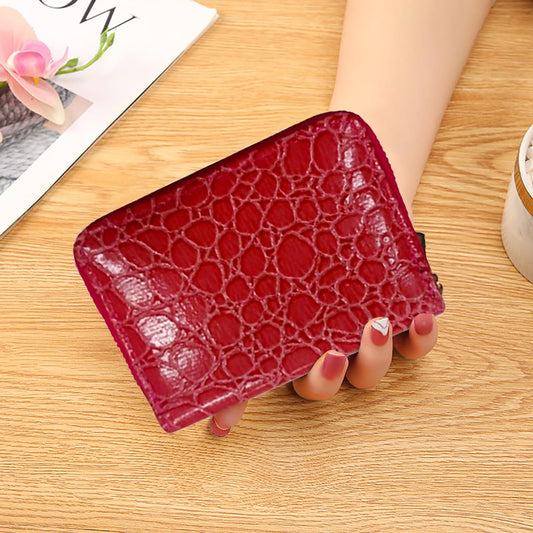 SYGA Women's Fashion Wallet, Double Zipper with Card Slots and Coin Pouch(Burgundy)