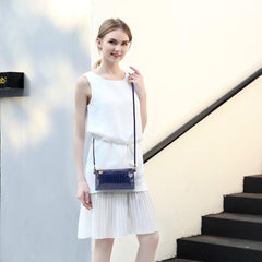 SYGA Women Bag Hand-Held Shoulder Crossbody Bag Crocodile Pattern Small Square Leather Bag (Purple)