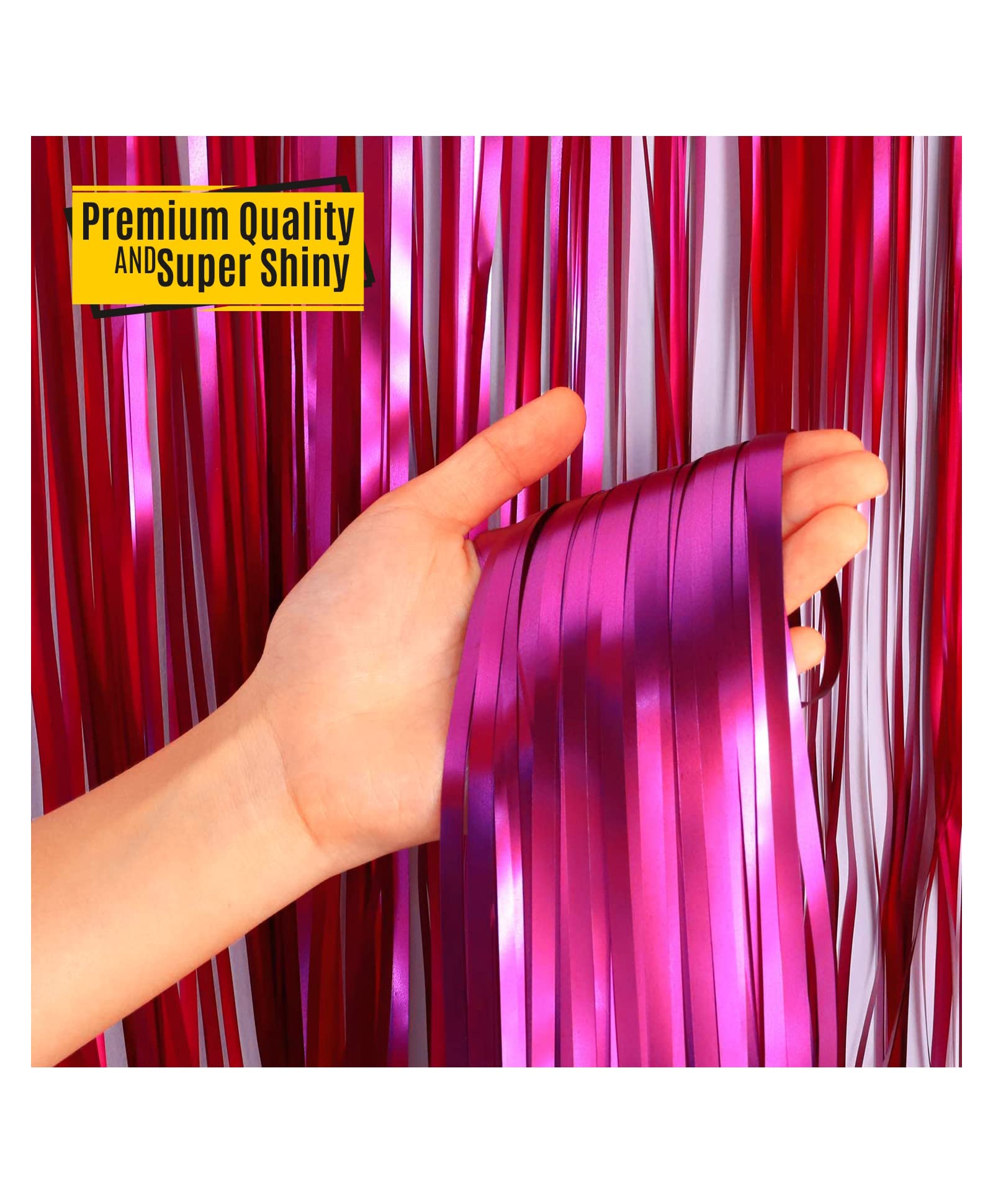 SYGA 1 Pieces 2x1 Meter Decoration Tinsel Curtain Foil for Photo Backdrop Party Celebrations (Black)