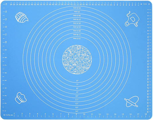 SYGA Silicone Baking Mat for Pastry Rolling Dough with Measurements - 19.7" x 15.7" BPA Free Non Stick and Non Slip Blue Table Sheet Baking Supplies for Bake Pizza Cake_Blue