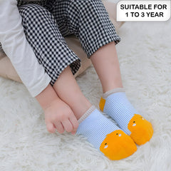 MOMISY Baby Socks, Anti Skid Non Slip Cotton Stretch, 3 Pairs, Toddler Boys Girls (IN, Age, 1 Year, 3 Years, SmileyBear)