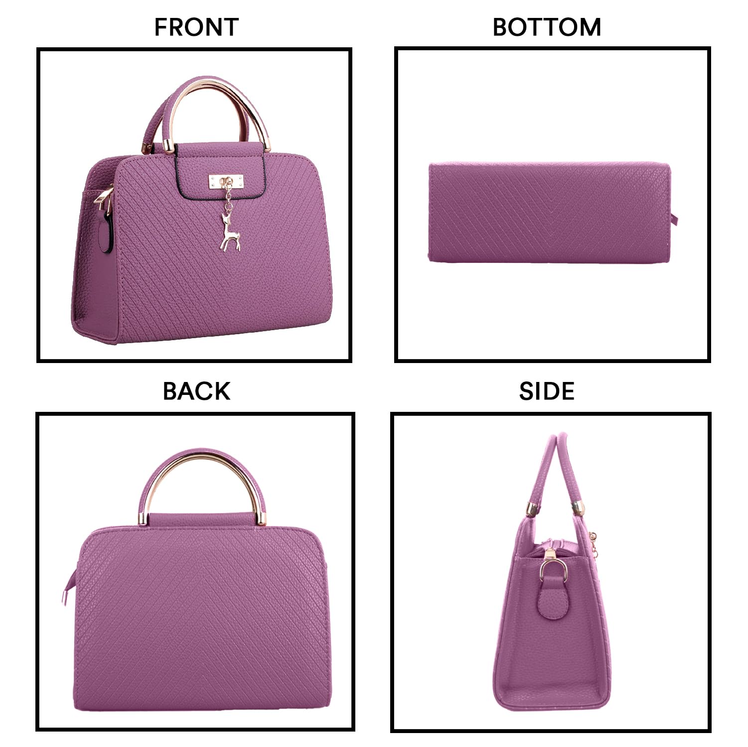 SYGA Women's Handbag Corrugated Fawn Pendant Cute Shoulder Bag Fashionable Style Crossbody Bag(Purple)
