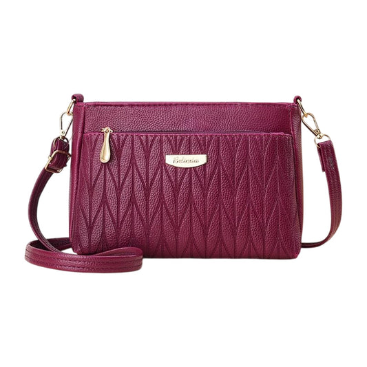MOMISY Sling Bag with Long Strap for Women Shoulder Zipper Closure Handbags Multipurpose Crossbody ladies Daily (Purple Leaves)