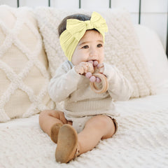 SYGA Baby Headbands Soft Nylon Bow Hairbands Strechable for Newborns, Infants, Toddlers and Kids 0-3 Years (Beige)