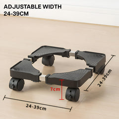 STANSY Adjustable CPU Trolley Stand with Wheels, Movable Computer Cabinet Holder, Expandable Rolling Stand for Desktop PC, Gas Cylinder, Water Dispenser, Heavy Duty Base, Black