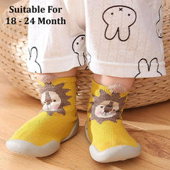 MOMISY Baby Socks Animal Themed, Funny Cartoon Printed Cotton Socks with Shoes - Soft, Non-Slip, and Comfortable Size 18-24M(YellowLion-24-25)
