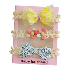 SYGA 3 Pcs Baby Girl Headband Soft Flower Bow Strechable Hairband Suitable For Newborns, Infants, Toddlers and Kids 0-3 Years(Color - 1019)