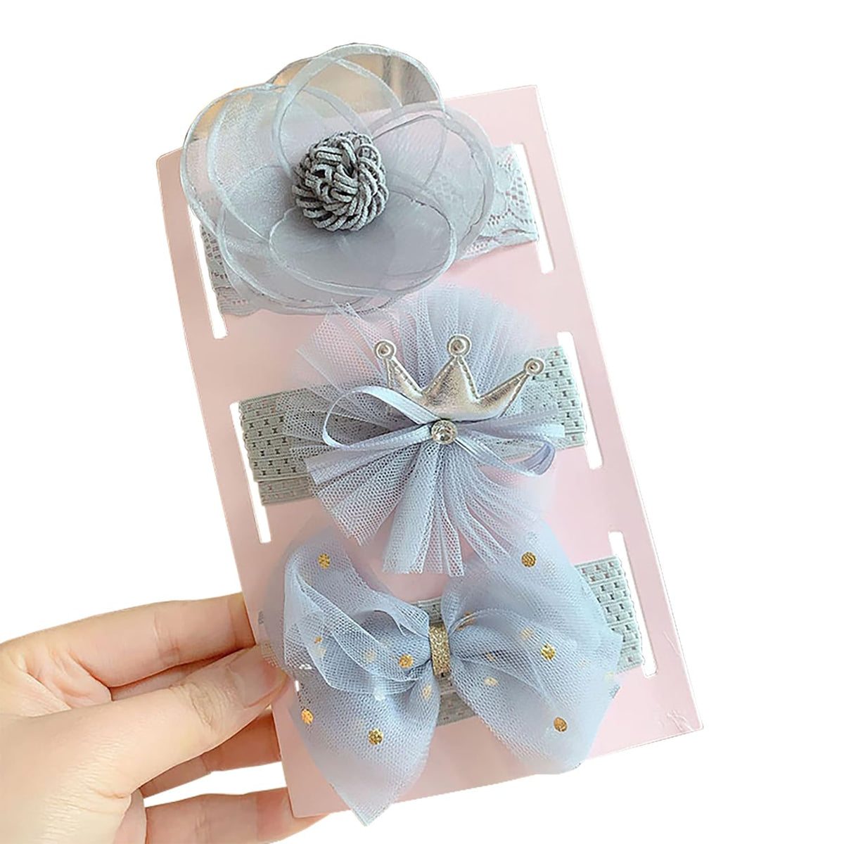 SYGA 3 Pcs Baby Girl Headband Soft Flower Bow Strechable Hairband Suitable For Newborns, Infants, Toddlers and Kids 0-3 Years(Color - 02)