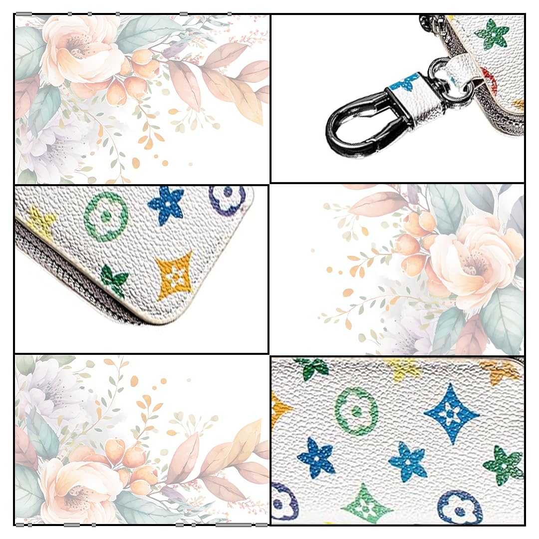 SYGA Leather Car Key Modern Bag Creative Style Car Zipper Fashion Protective Case For Men And Women(Star-White-Style-6)
