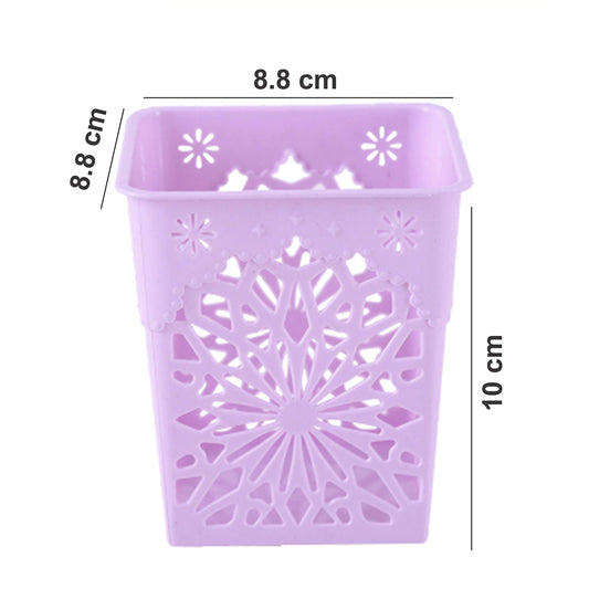 SYGA 4 Pieces Plastic Square Shape Storage Pen Holder_Purple