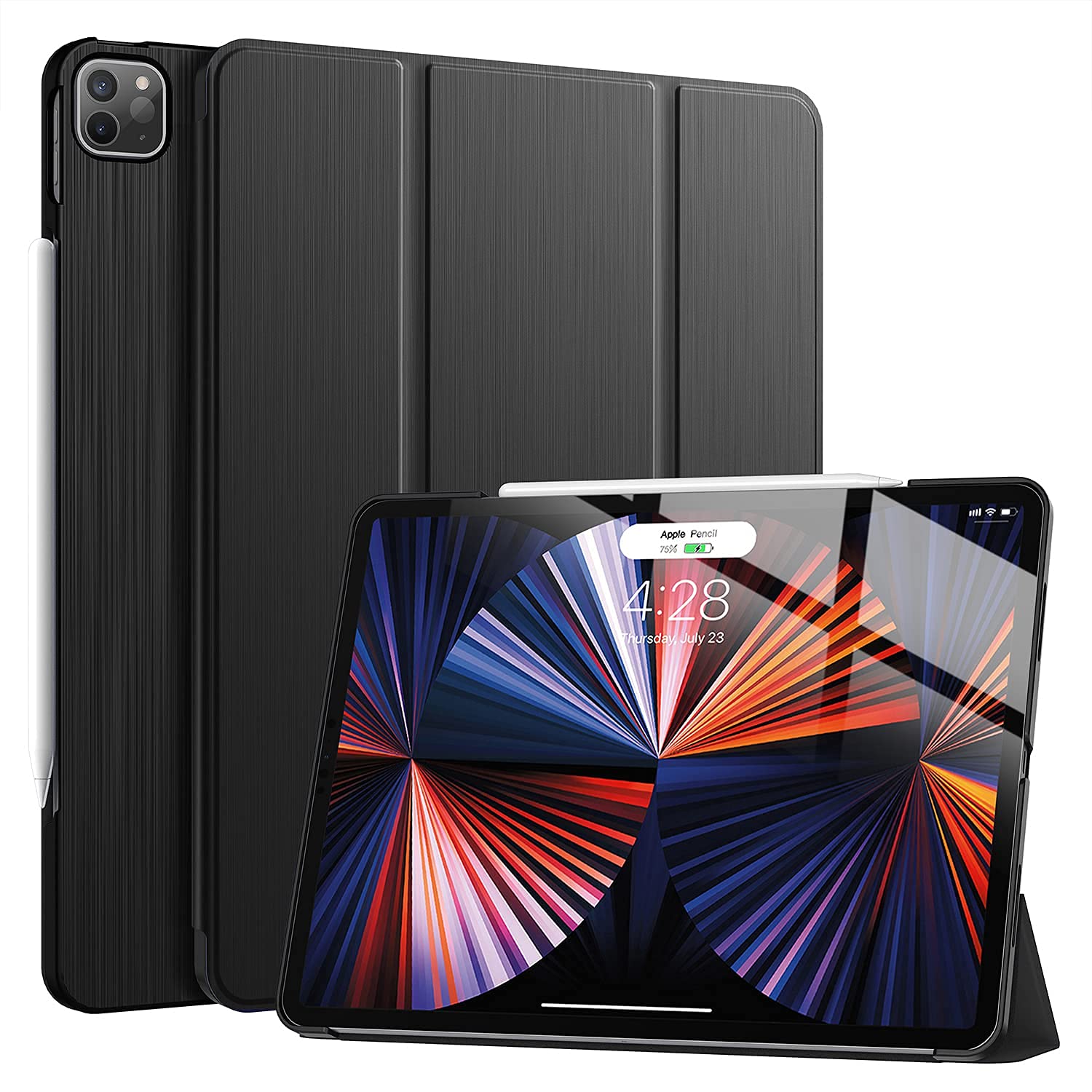 SYGA Flip Case Cover for Apple iPad 10.2" 7th Generation/ 8th Gen 2020 with Pen Holder, Black