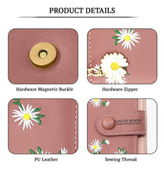 SYGA Women's Short Zipper Buckle Personalized Pu Leather Wallet Coin & Card Purse(Flower Pink)