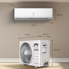 Godrej 1 Ton 5 Star, 5 Years Comprehensive Warranty, AI Powered, 5-in-1 Convertible Cooling, Self Clean, Inverter Split AC (Copper, Heavy-Duty Cooling at 52Â° Celcius, AC 1T EI 12IINV5R32-WWR, White)