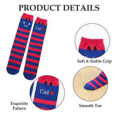 MOMISY 1 Pair of Baby Spring Winter And Autumn Combed Cotton Long Tube Knee-High Socks Suitable Age of 3 to 12 Years (IN, Age, 3 Years, 12 Years, DarkPinkBlueStripes)