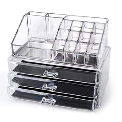 SYGA 1 Piece Acrylic 3 Drawers 16 Grid Stackable Cosmetics Makeup Storage Cube Organizer Jewelry Storage Display Box