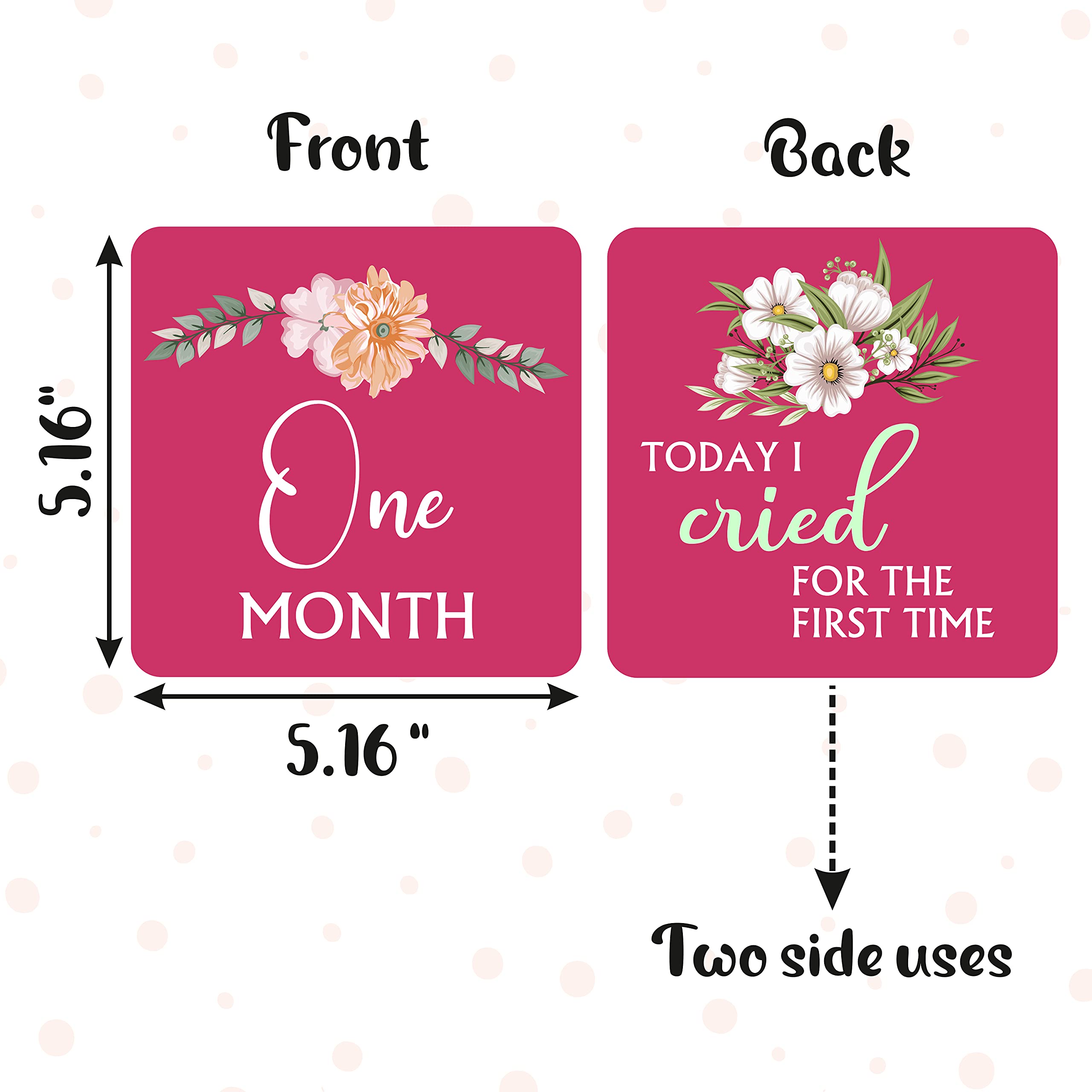 SYGA Flower Design Newborn Baby Monthly Age Milestone Cards - (Paper, Size: 16 x 11.5 cm, Multicolour) -Set of 12 Cards