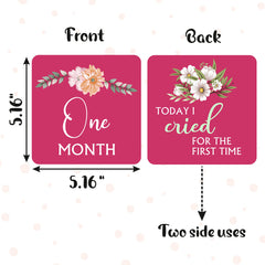 SYGA Flower Design Newborn Baby Monthly Age Milestone Cards - (Paper, Size: 16 x 11.5 cm, Multicolour) -Set of 12 Cards