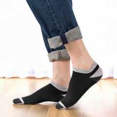 MOMISY Men's Premium Cotton Cushion Ankle length Socks, (Multicolor) Pack of 5 (Free Size) (Fish Mouth)