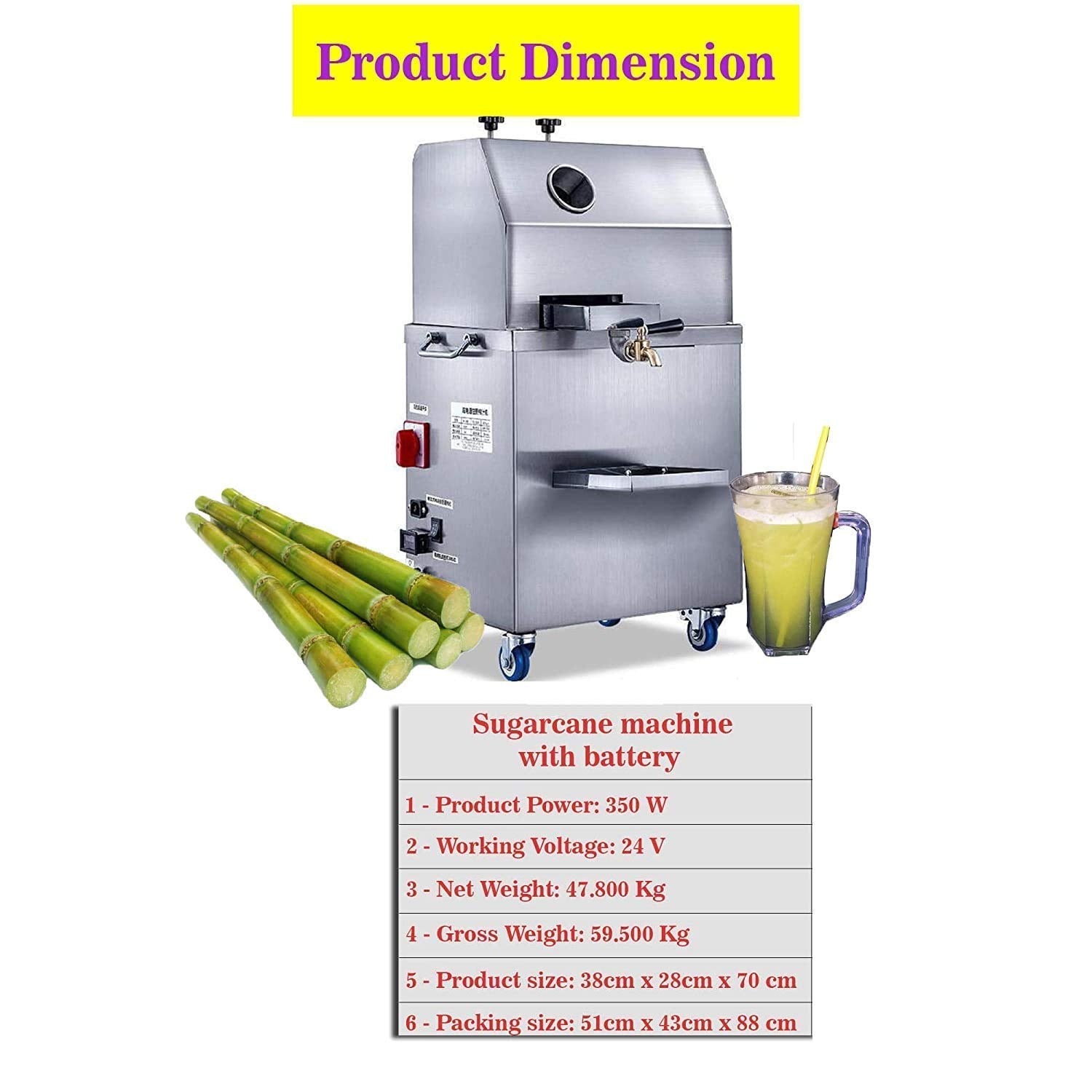 SYGA Sugarcane Juice Machine with Battery