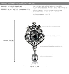 SYGA Brooch Pin Fashion Crystal Gray Rhinestone Jewellery Pin Vintage Clothing Accessories Decoration Versatile design Brooches For Women- S66