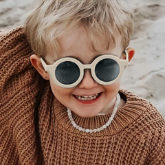 SYGA Kids Goggles, Modern Stylish Eyewears for Boy's and Girls, Round Shape, Suitable for Age 3 to 8 Years - Black Frame Grey Lens