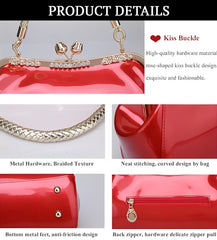 SYGA Women's Glossy Patent Leather Handbag Kiss Lock Purse Top Handle Handbag Suitable Gift for a festival,occasion,Birthday(RED)