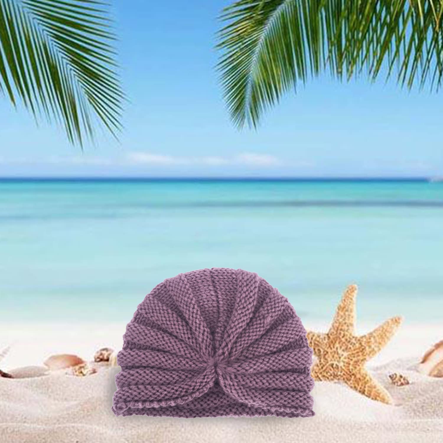 SYGA Baby Turban Cap Unisex Winter Woolen Warm Hat Bowknot Knitted Infant Toddler Cap 0-3 Years Beige