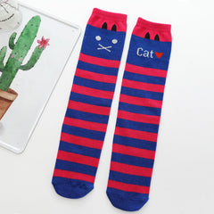 MOMISY 1 Pair of Baby Spring Winter And Autumn Combed Cotton Long Tube Knee-High Socks Suitable Age of 3 to 12 Years (IN, Age, 3 Years, 12 Years, DarkPinkBlueStripes)