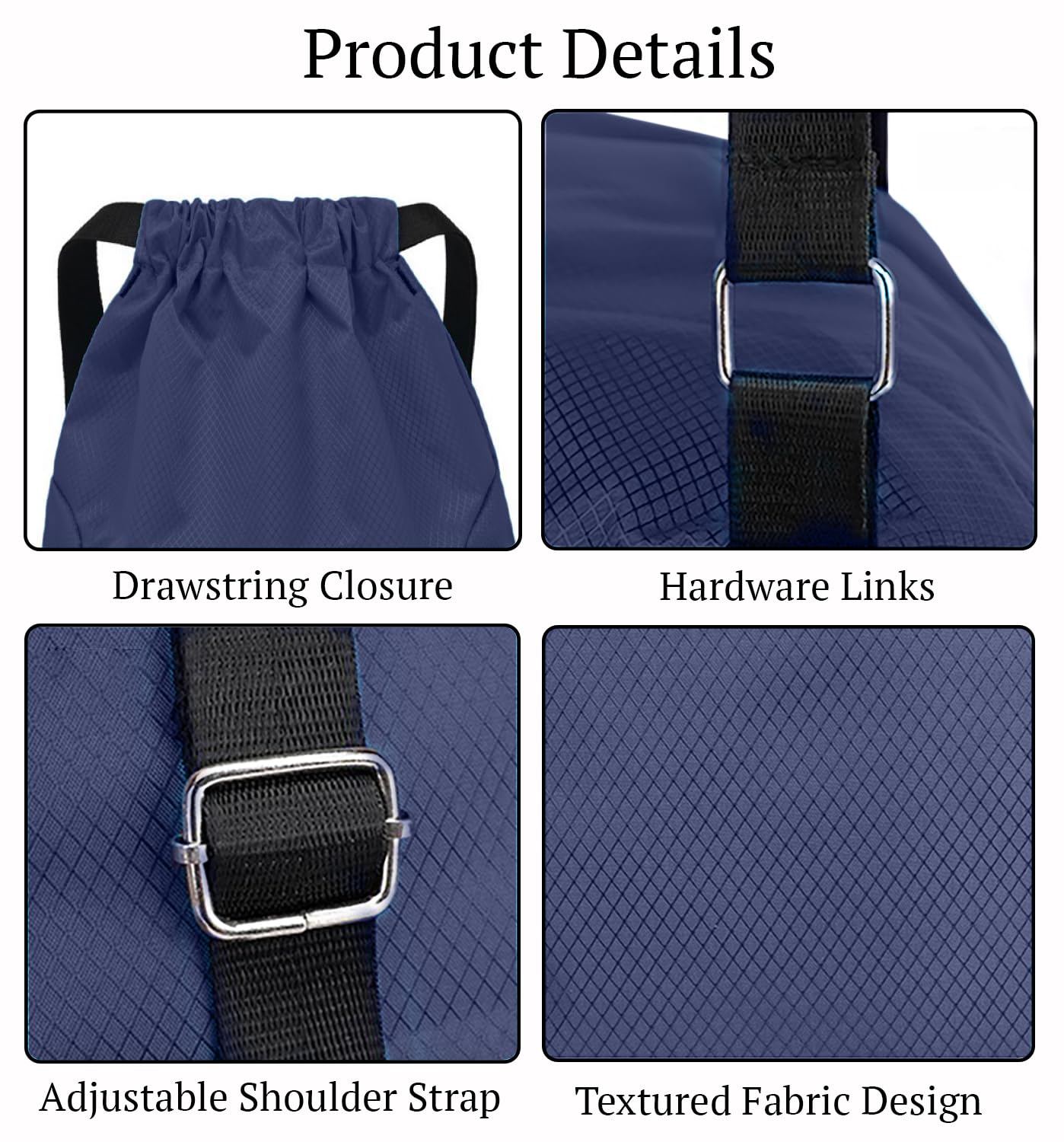 SYGA Drawstring Backpack for Gym, Yoga, Running, Swimming, Beach, Camping, Travel Bag Sports Fitness Club Student Training Bag(Navy Blue)