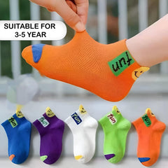 MOMISY 5 Pairs Girl Boys Tube Socks Toddlers Infant Solid Color Boat Spring and Autumn Socks Stretch Baby kids Sock (Fun, 1 Year to 3 Year)
