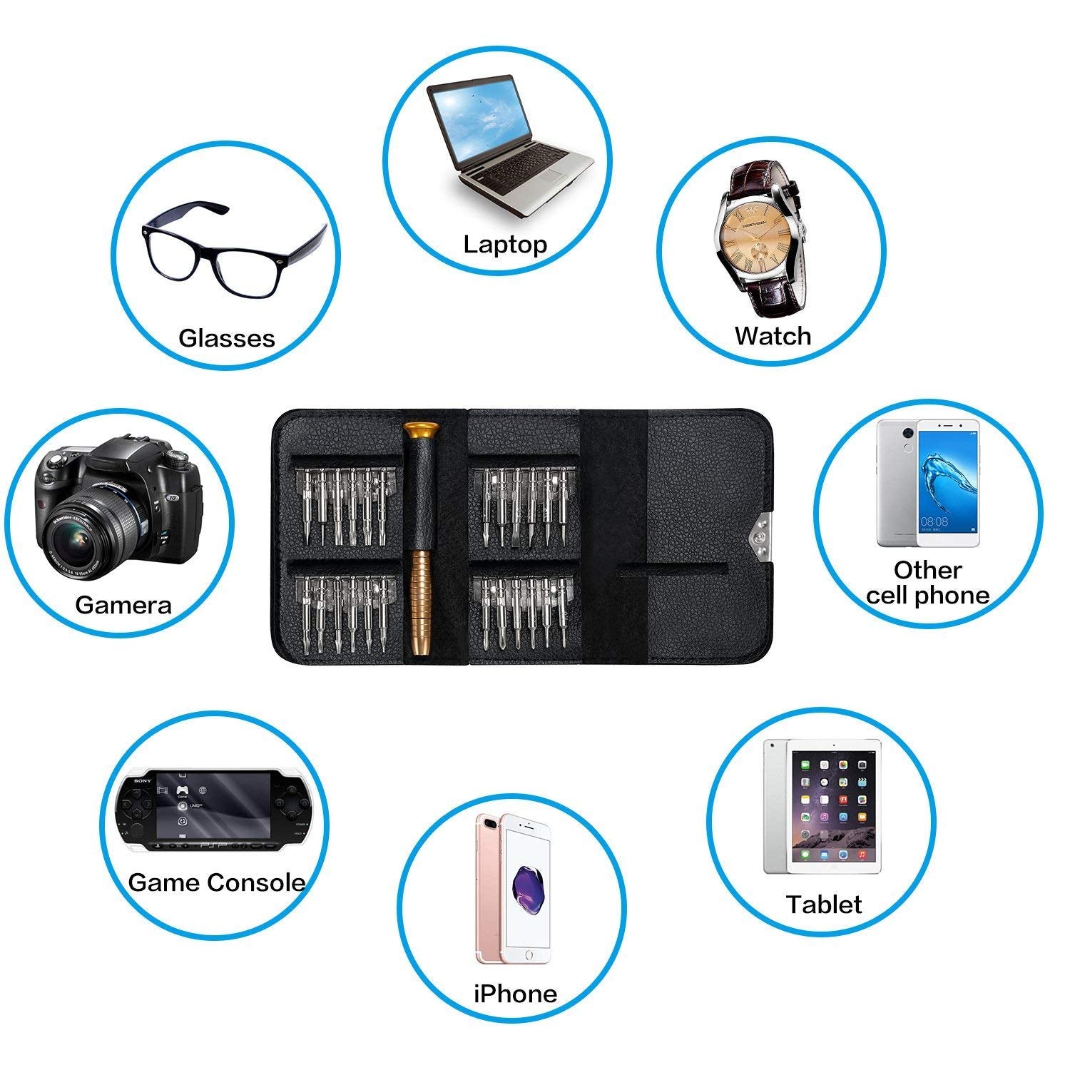 SYGA 25 in 1 Precision Screwdriver Set,Mini Repair Tool Kit for PC, Glasses, Mobile Phone, Laptop, Watch, Drone with Case