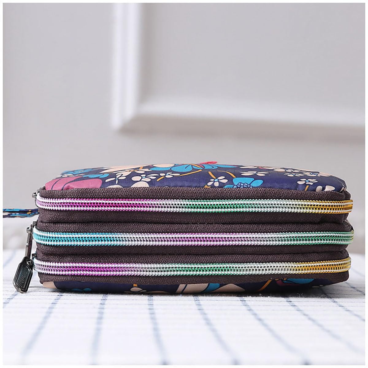 SYGA Women's Clutch Canvas Art Three-Layer Long Wallet Women's Handbag Large Capacity Key Coin Purse Casual Mobile Phone Bag